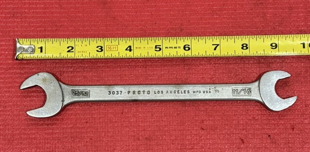 Vintage PROTO Los Angeles Tools 3037, 25/32" X 11/16" Open End Wrench MFD USA